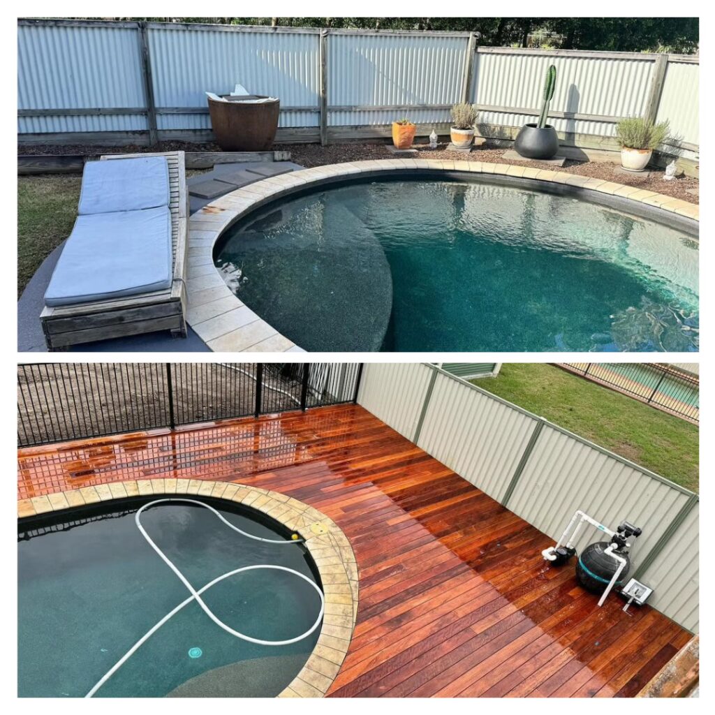 before and after establish new pool surround